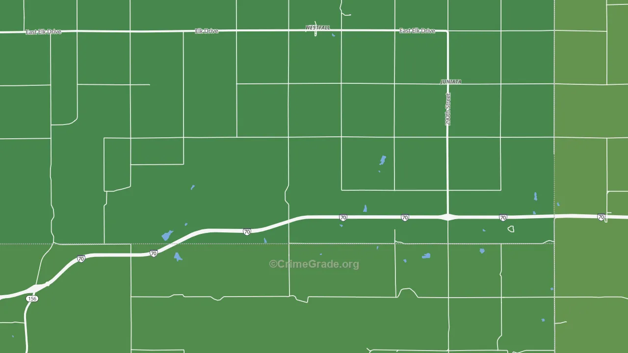 Juniata, KS Map of Vehicle Theft Rates