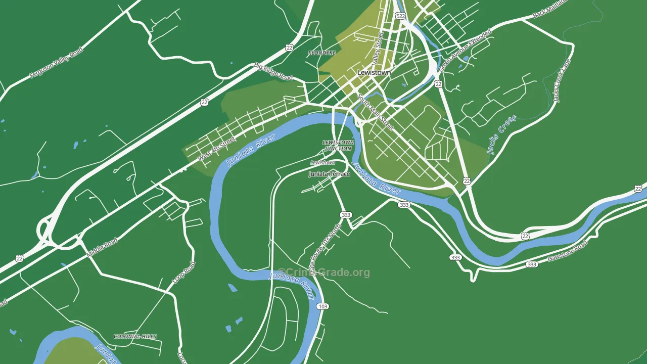 Juniata Terrace, PA Map of Vehicle Theft Rates