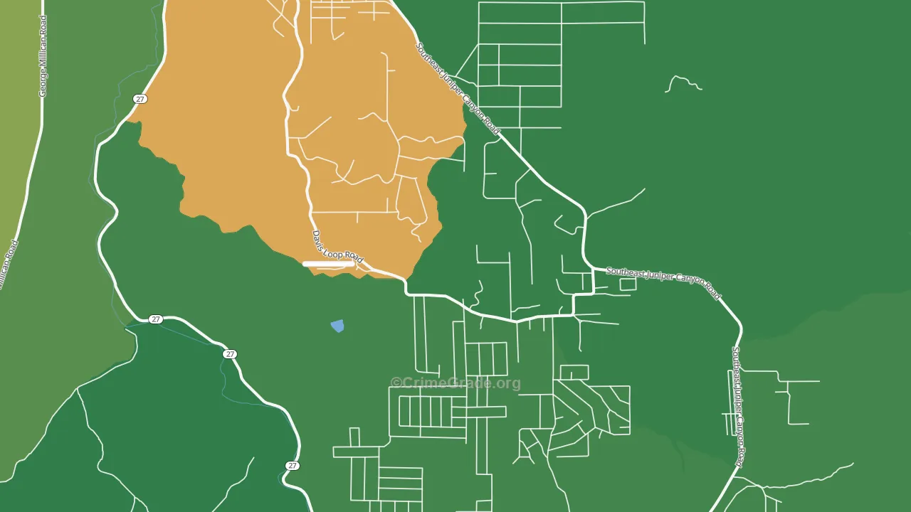 Juniper Canyon, Prineville, OR Map of Vehicle Theft Rates