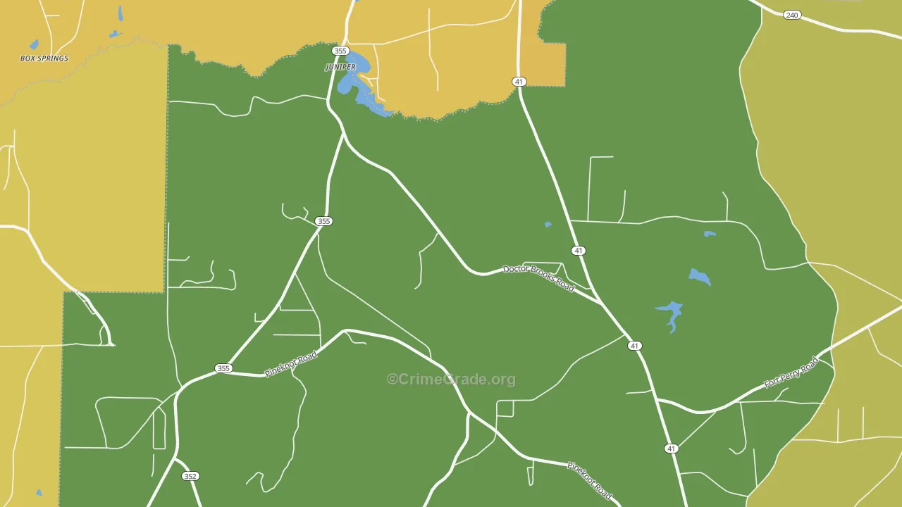 Juniper, GA Map of Vehicle Theft Rates