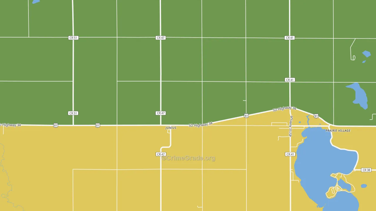 Junius, SD Map of Vehicle Theft Rates