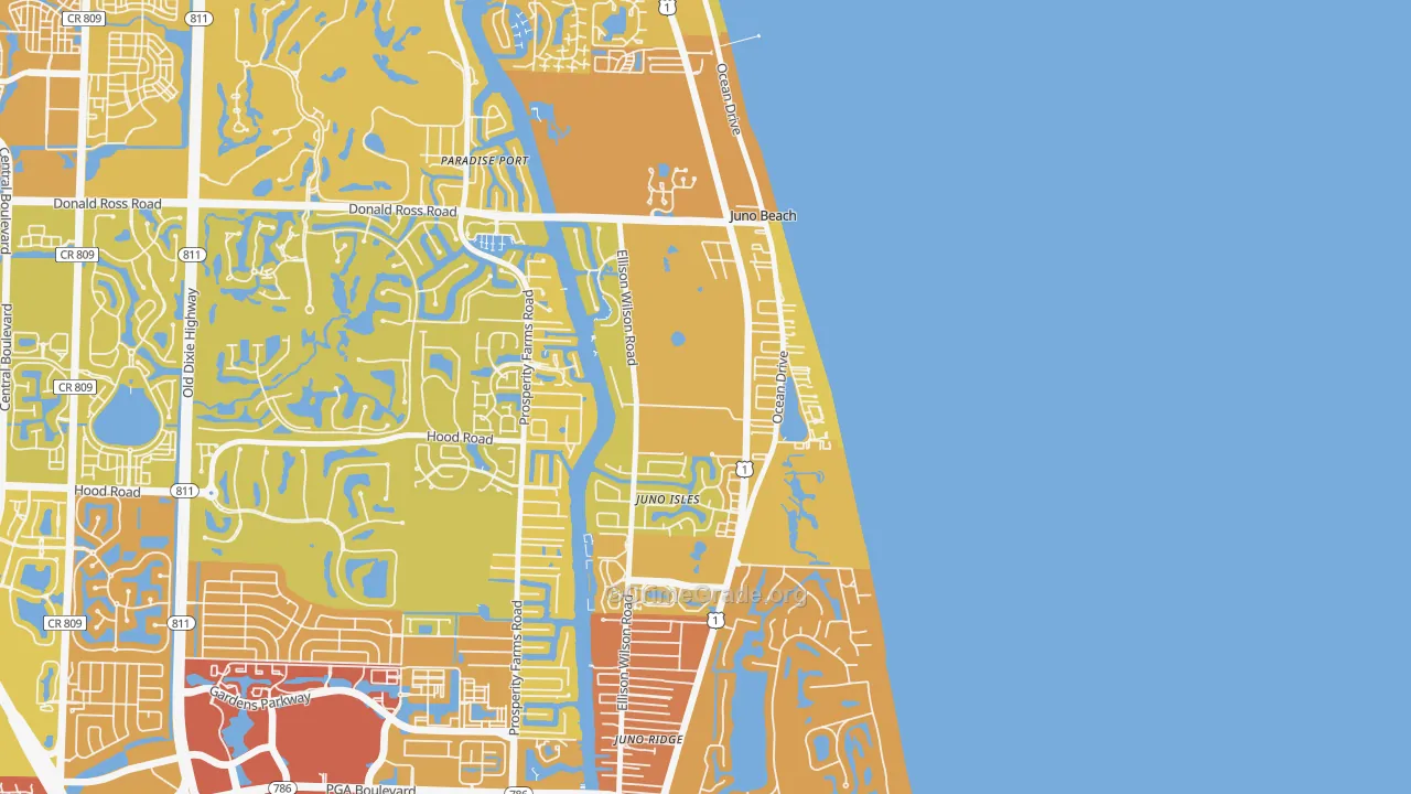 Juno Beach, FL Map of Vehicle Theft Rates
