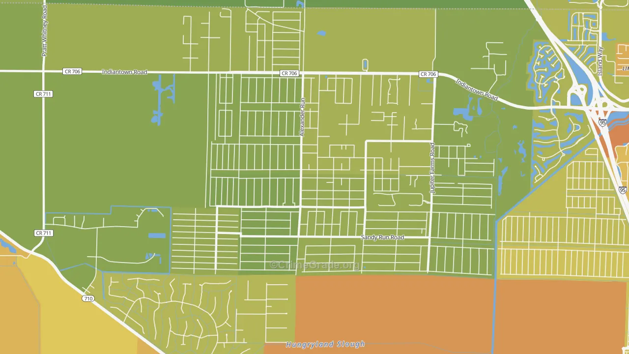 Jupiter Farms, FL Map of Vehicle Theft Rates