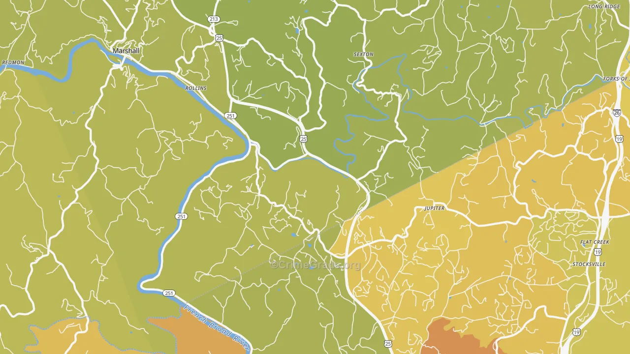 Jupiter, NC Map of Vehicle Theft Rates