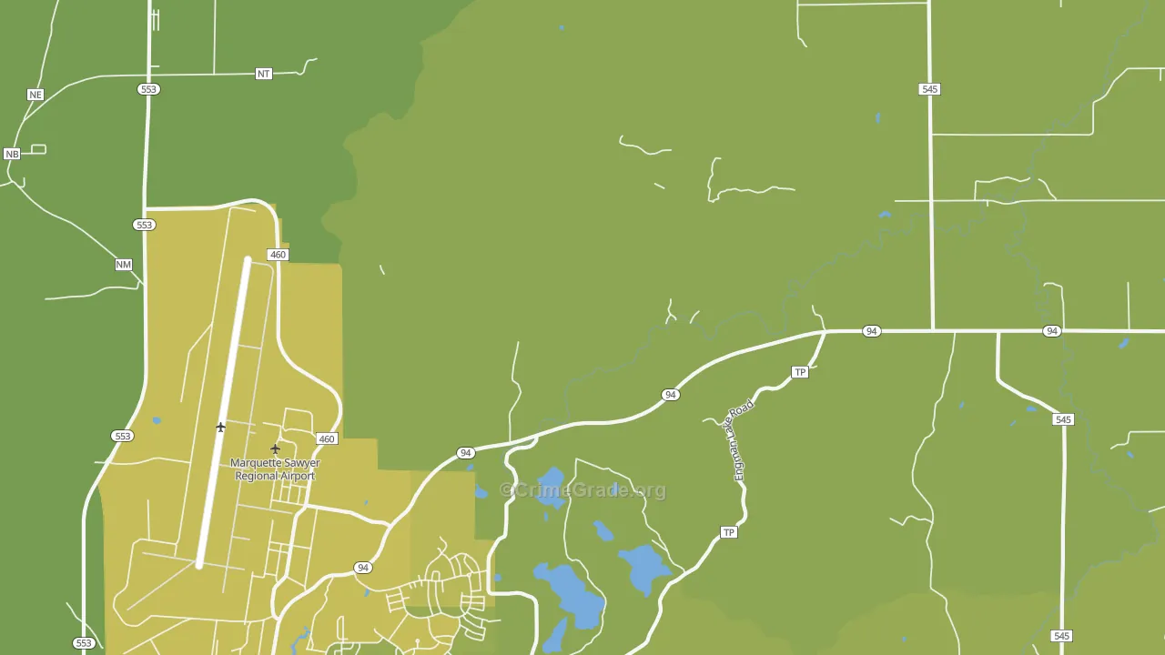K. I. Sawyer Air Force Base, MI Map of Vehicle Theft Rates