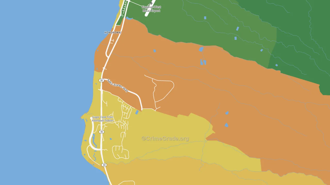 Kaanapali, HI Map of Vehicle Theft Rates