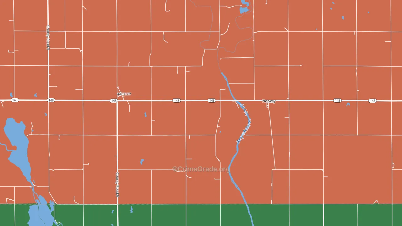 Kackley, KS Map of Vehicle Theft Rates
