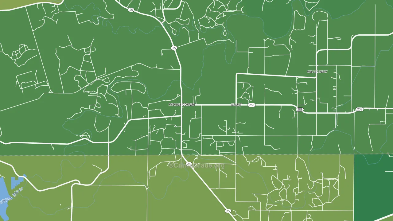 Kadane Corner, TX Map of Vehicle Theft Rates