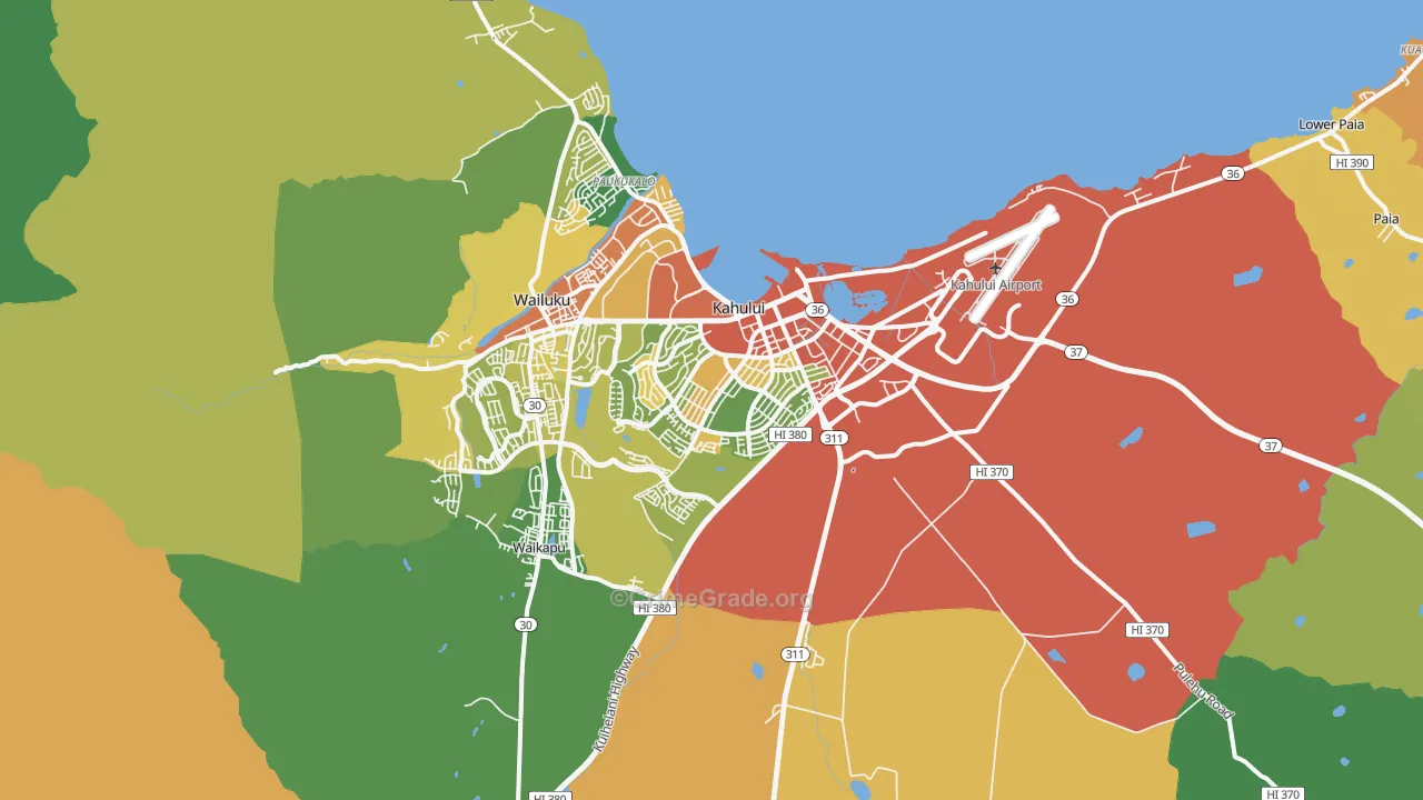 Kahului, HI Map of Vehicle Theft Rates
