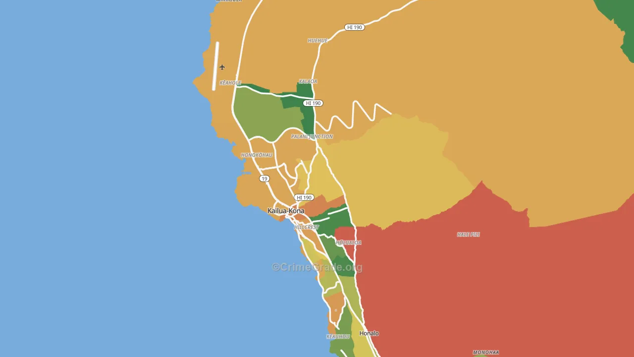 Kailua-Kona, HI Map of Vehicle Theft Rates