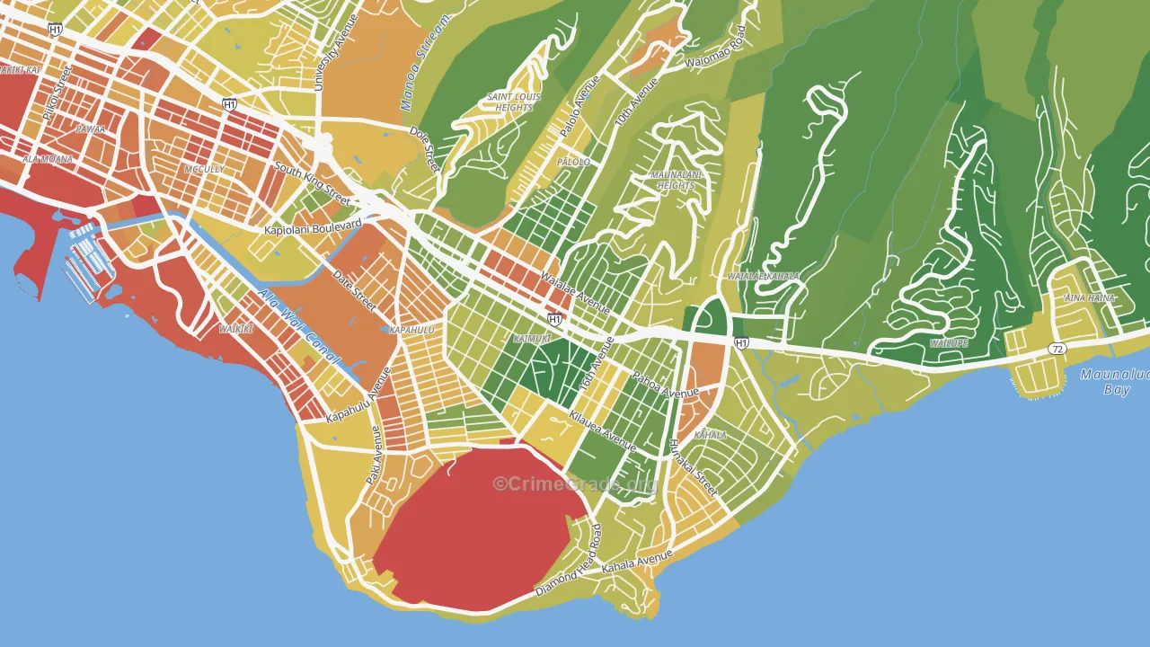 Kaimuki, Honolulu, HI Map of Vehicle Theft Rates