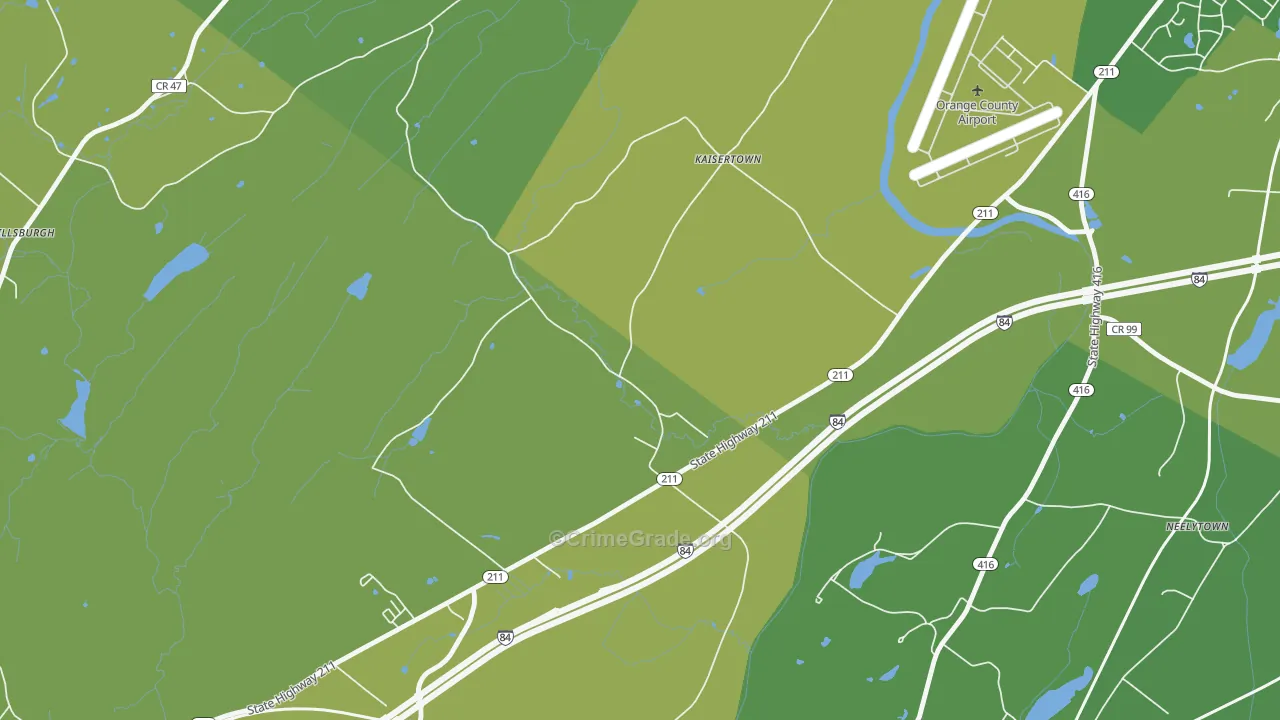 Kaisertown, NY Map of Vehicle Theft Rates