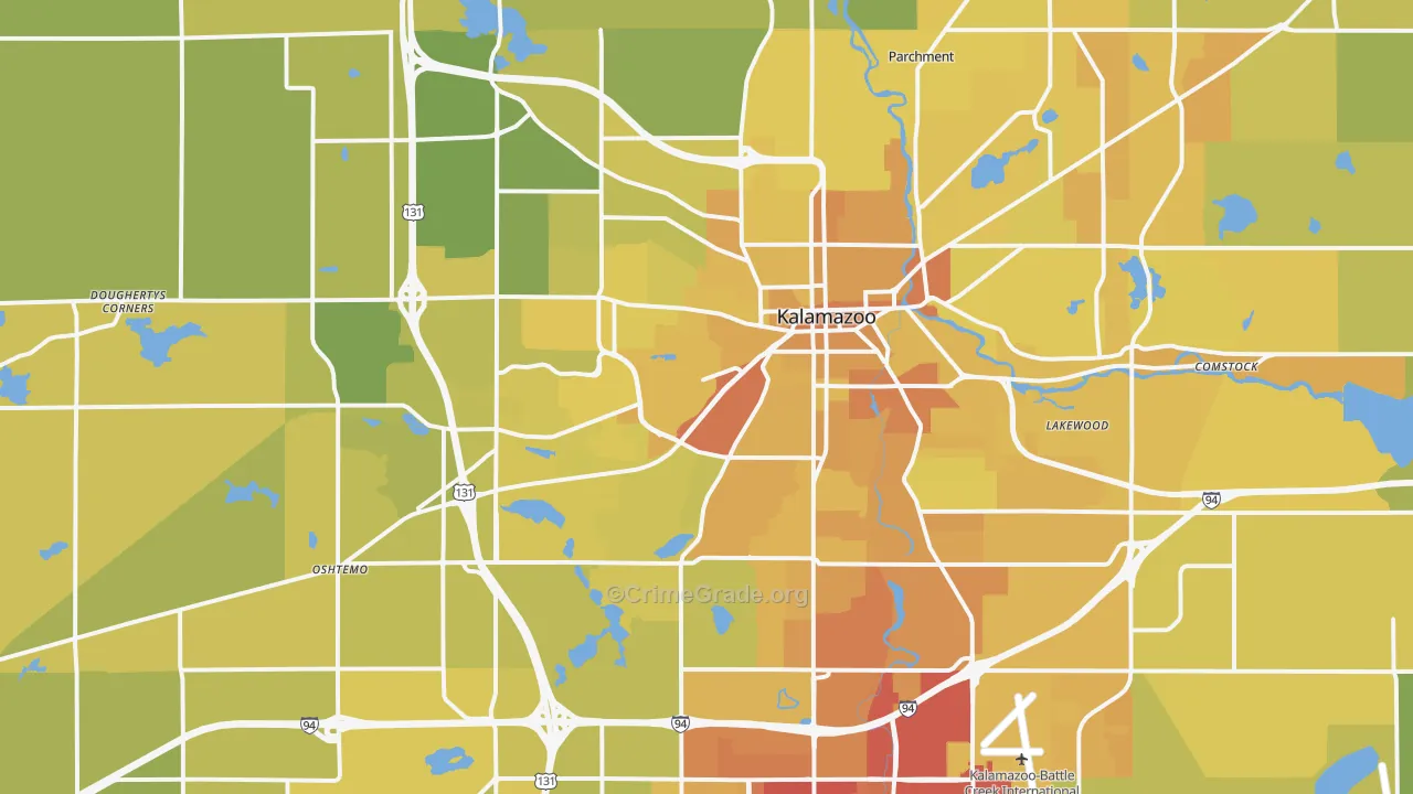 Kalamazoo, MI Map of Vehicle Theft Rates