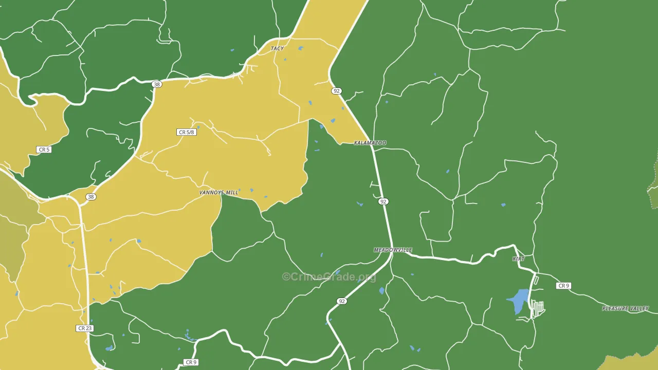 Kalamazoo, WV Map of Vehicle Theft Rates
