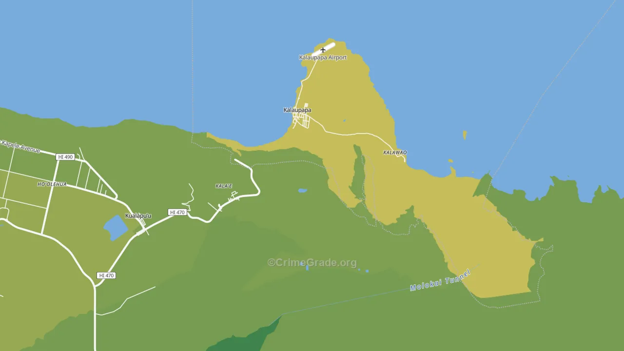 Kalaupapa, HI Map of Vehicle Theft Rates