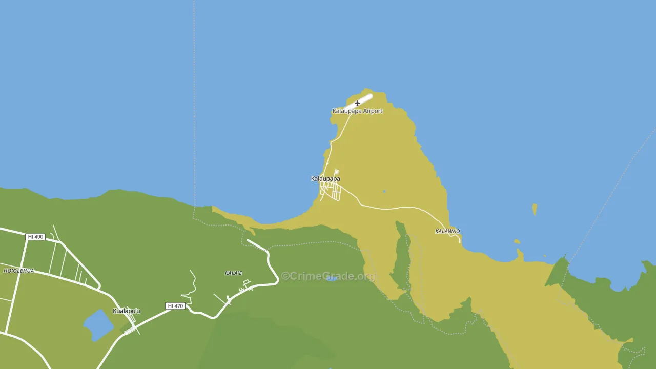 Kalawao County, HI Map of Vehicle Theft Rates