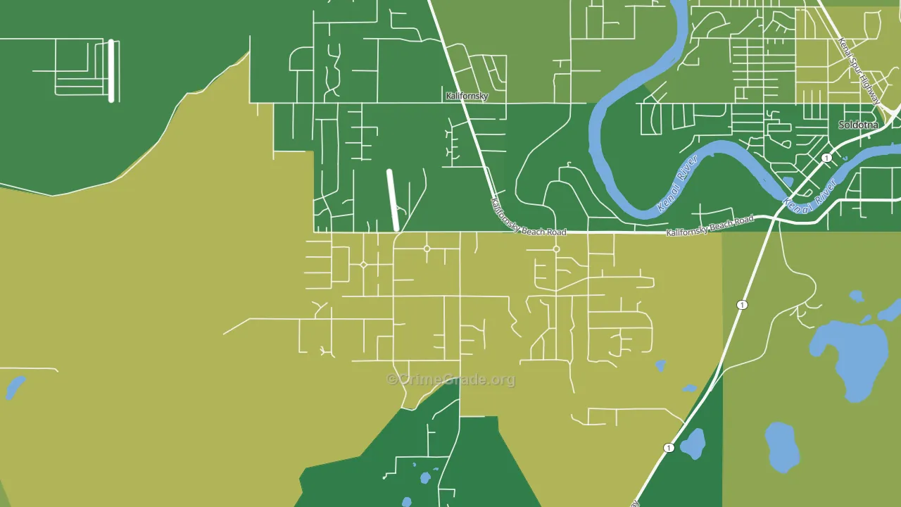 Kalifornsky, AK Map of Vehicle Theft Rates