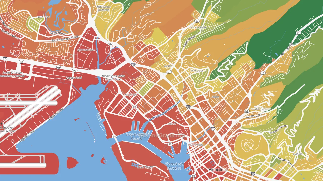Kalihi-Palama, Honolulu, HI Map of Vehicle Theft Rates