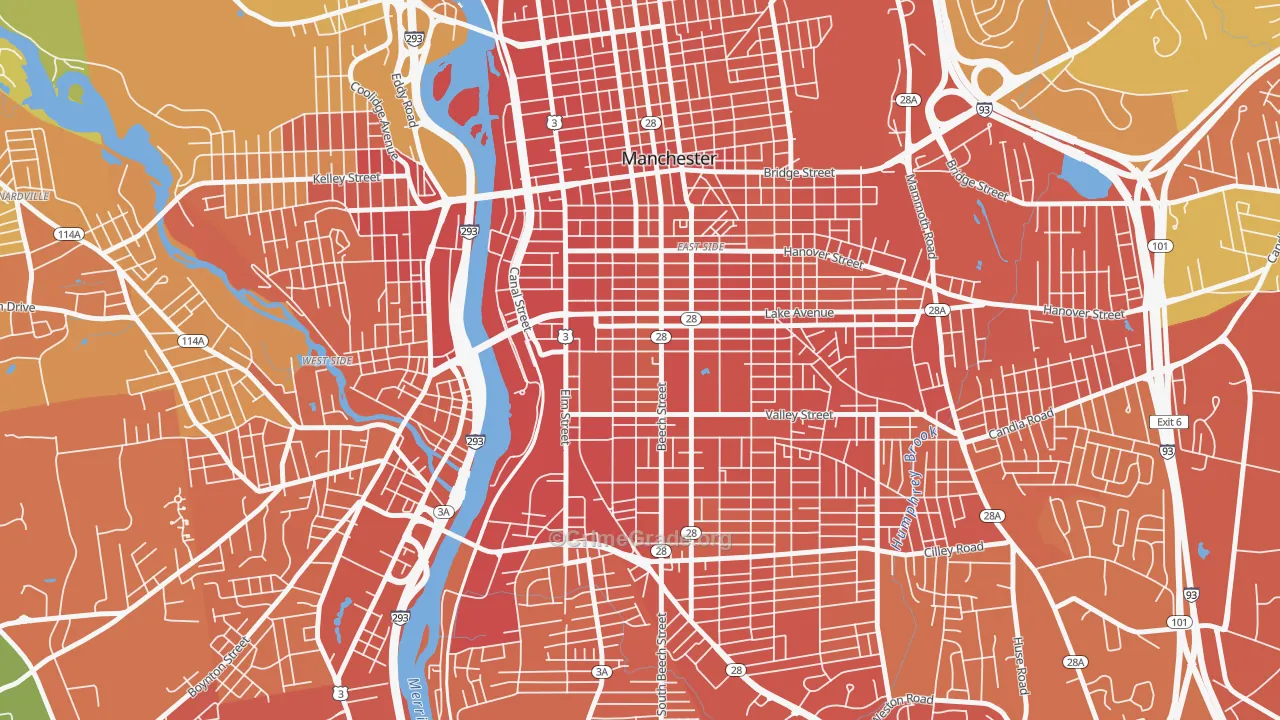 Kalivas Union, Manchester, NH Map of Vehicle Theft Rates