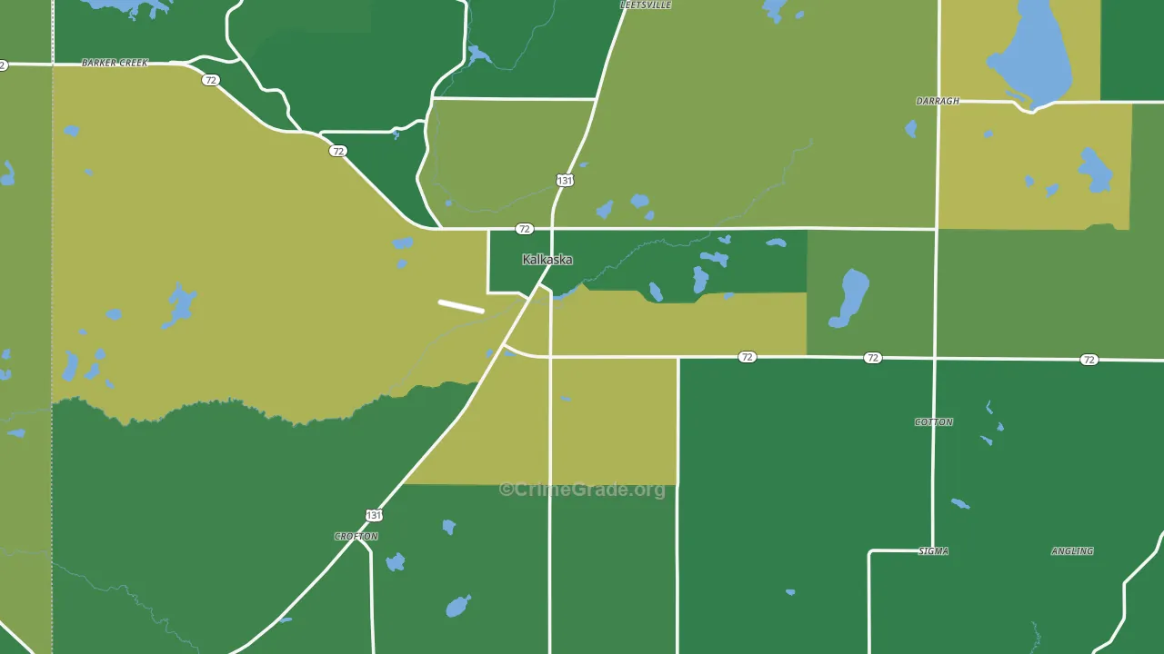 Kalkaska County, MI Map of Vehicle Theft Rates