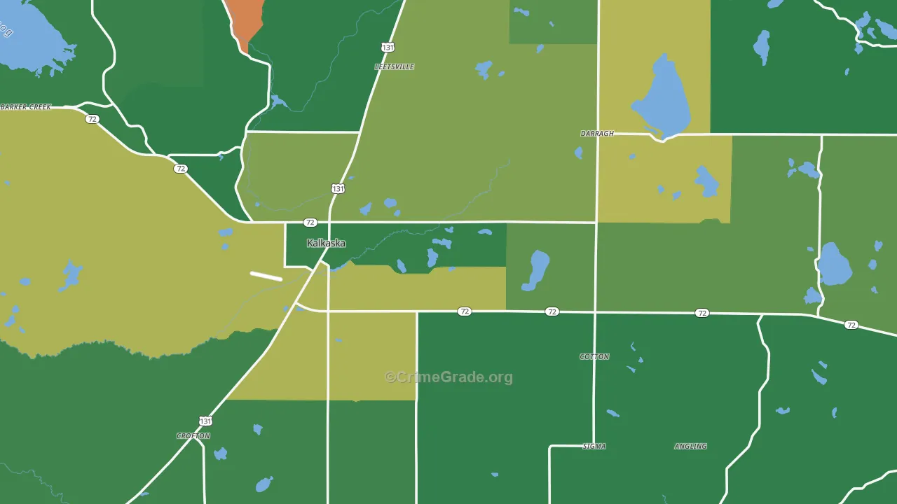 Kalkaska, MI Map of Vehicle Theft Rates