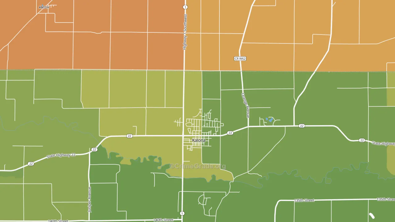 Kalona, IA Map of Vehicle Theft Rates