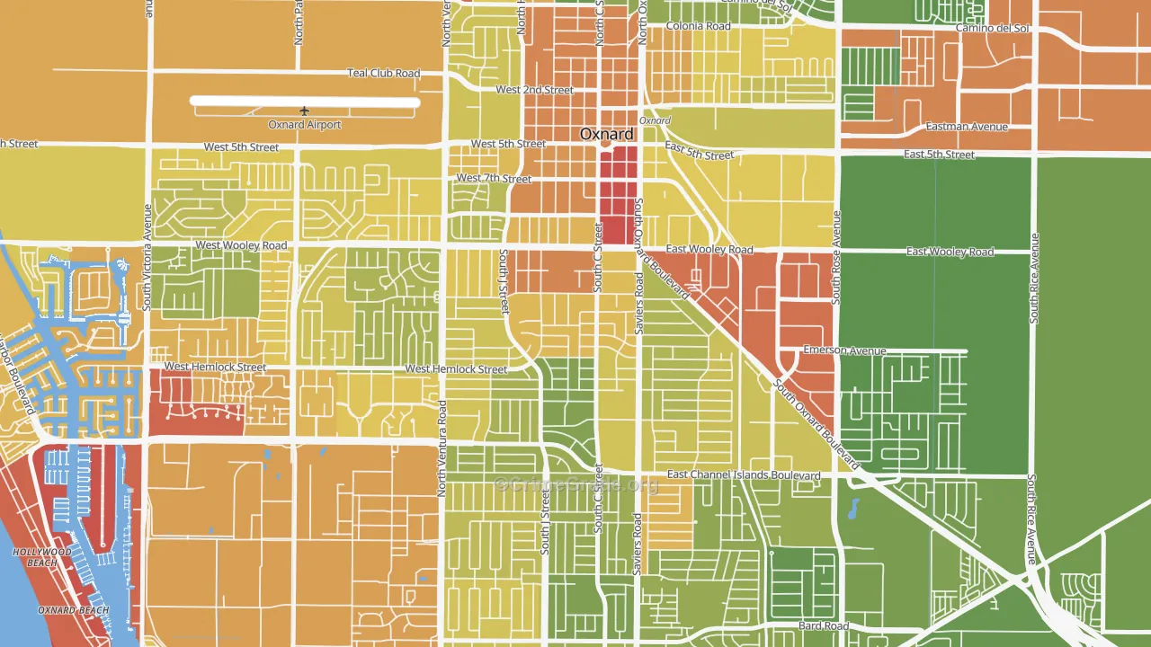 Kamala Park, Oxnard, CA Map of Vehicle Theft Rates