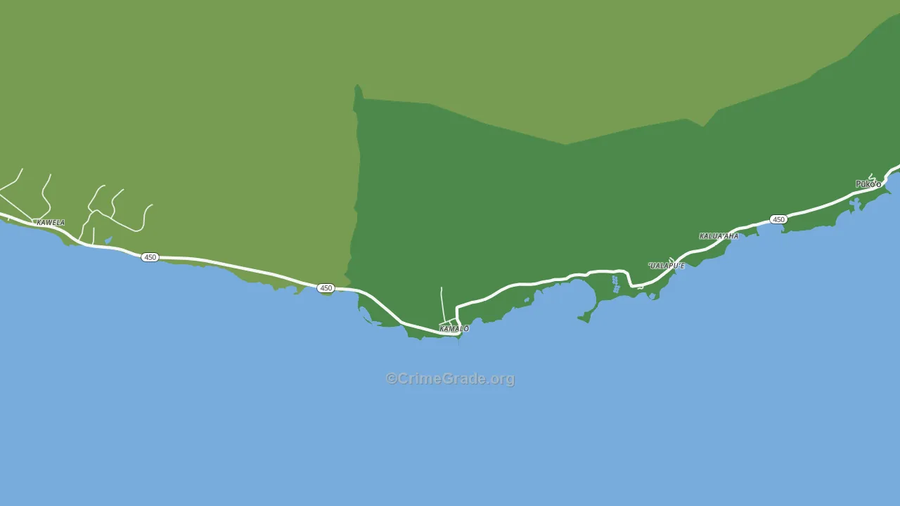 Kamalo, HI Map of Vehicle Theft Rates