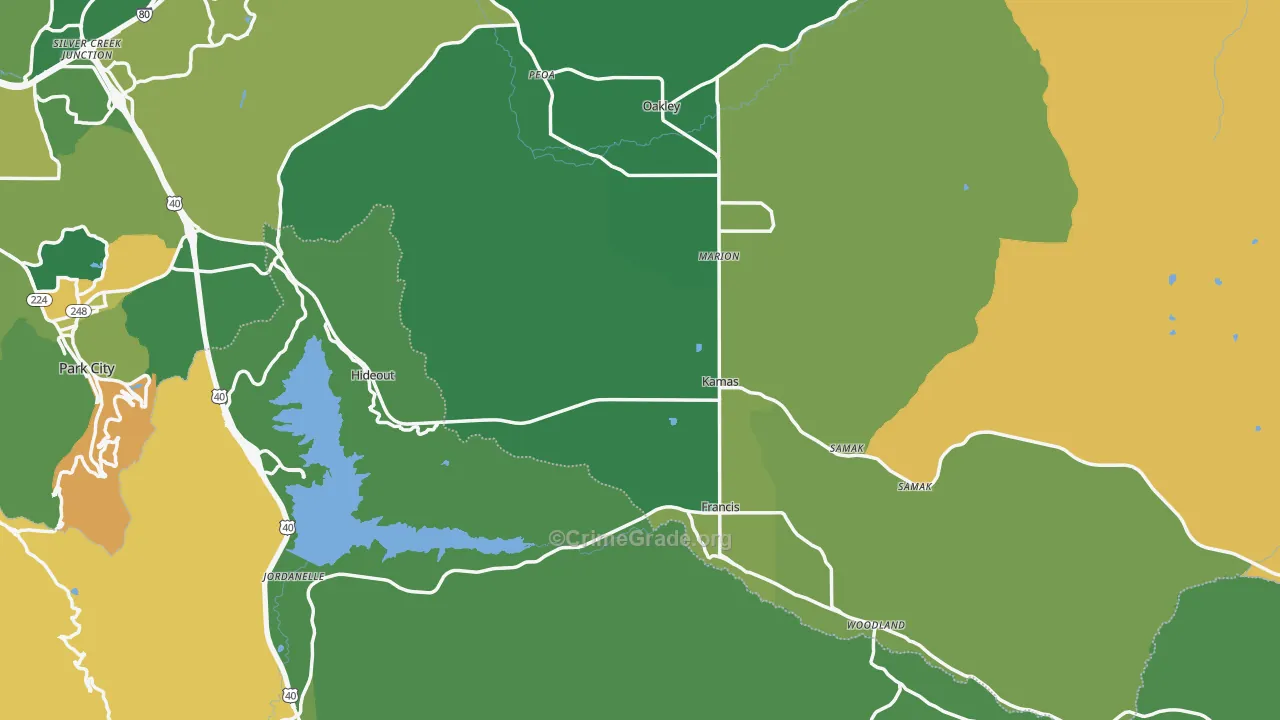 Kamas, UT Map of Vehicle Theft Rates