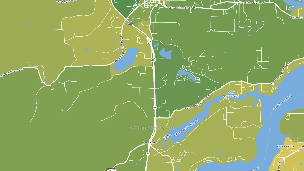 Kamilche, WA Map of Vehicle Theft Rates