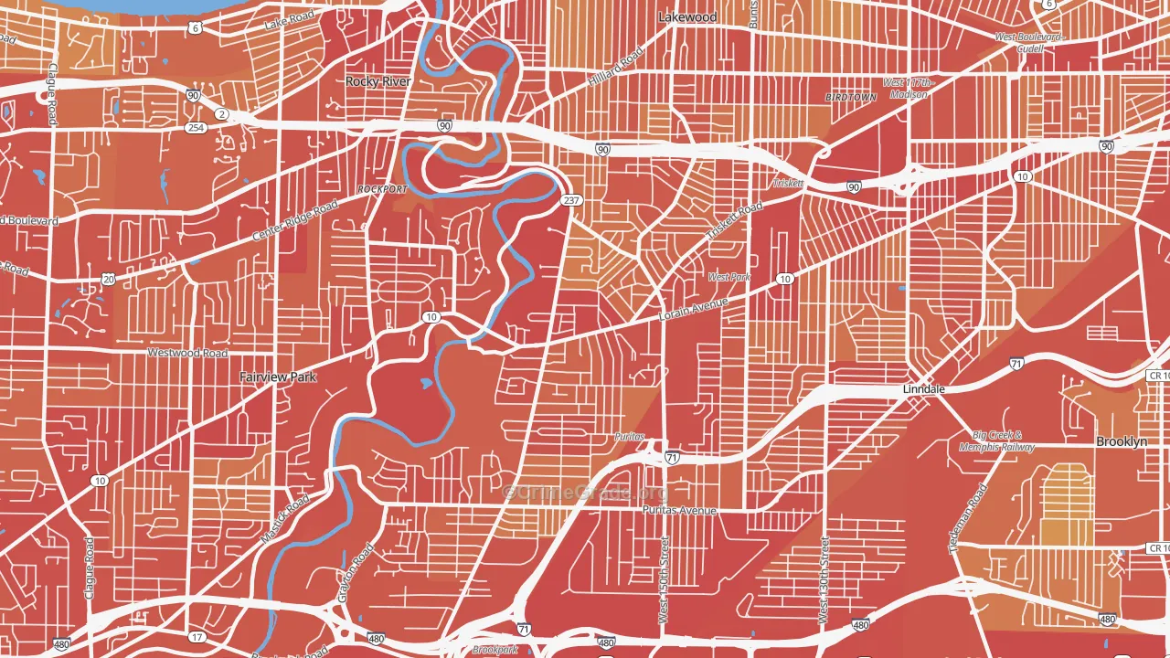 Kamms Corner, Cleveland, OH Map of Vehicle Theft Rates