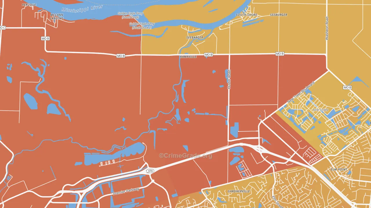 Kampville, MO Map of Vehicle Theft Rates