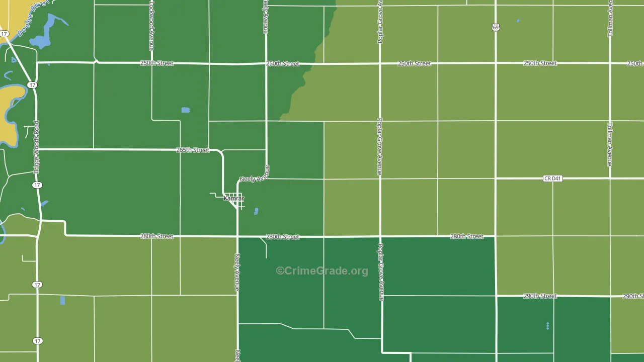 Kamrar, IA Map of Vehicle Theft Rates