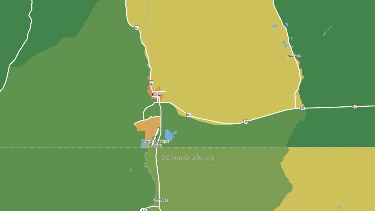Kanab, UT Map of Vehicle Theft Rates