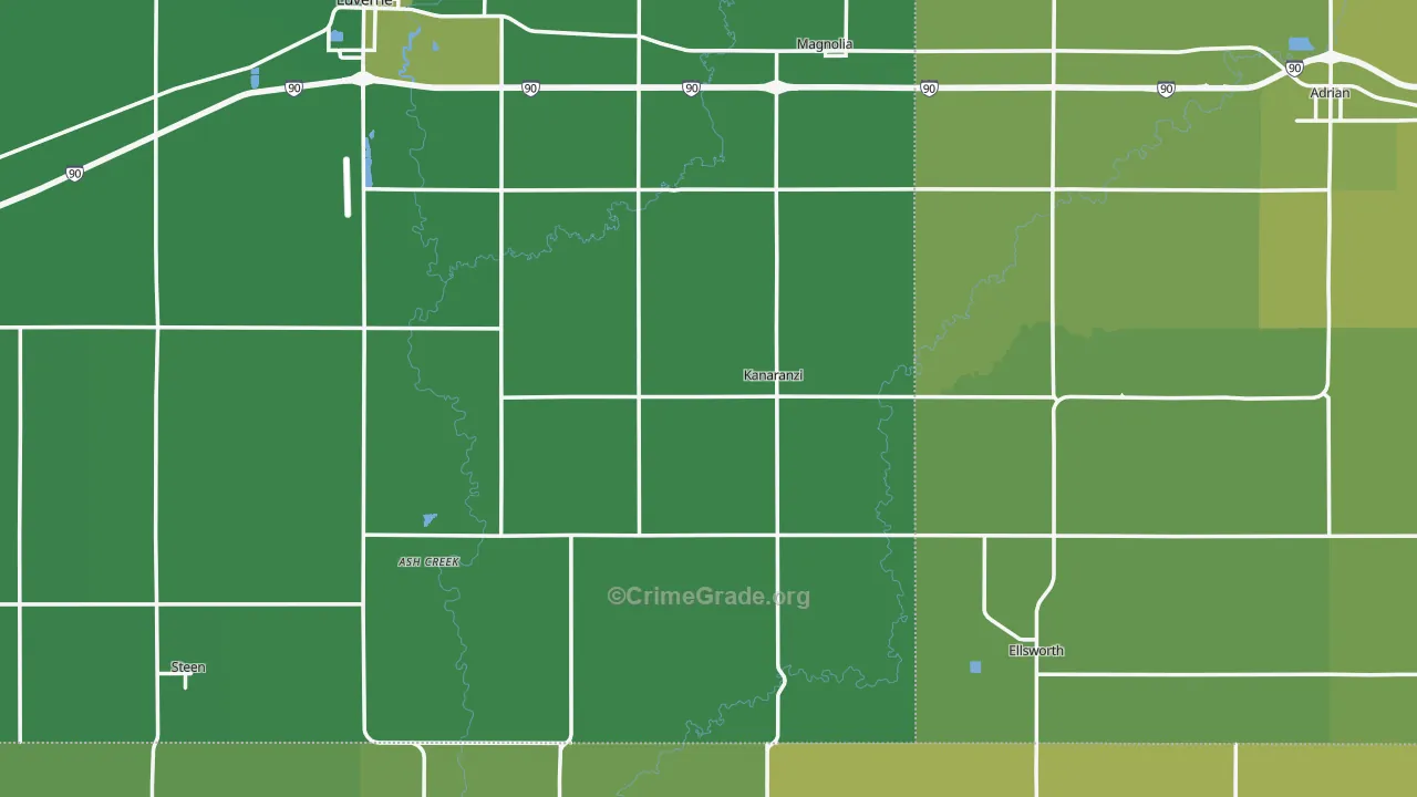 Kanaranzi, MN Map of Vehicle Theft Rates