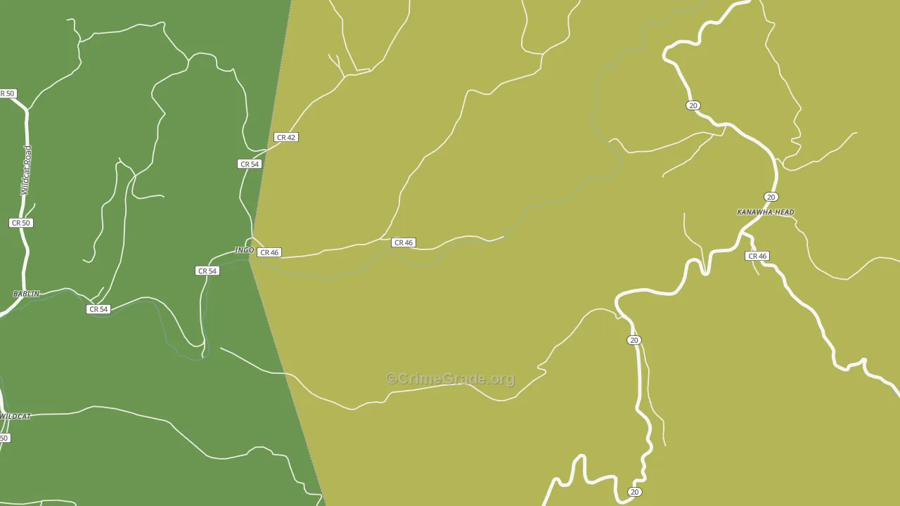 Kanawha Head, WV Map of Vehicle Theft Rates
