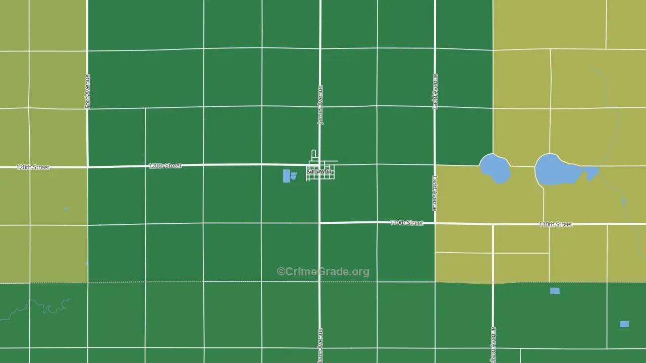 Kanawha, IA Map of Vehicle Theft Rates