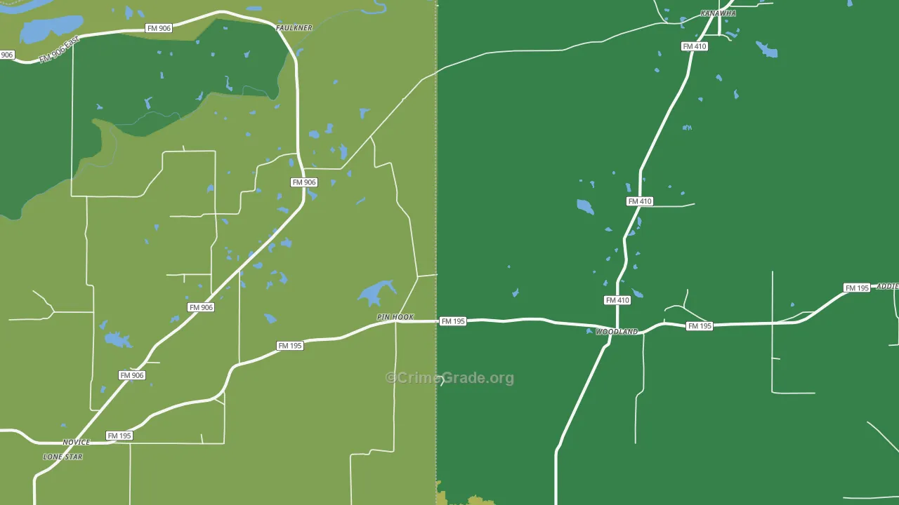 Kanawha, TX Map of Vehicle Theft Rates