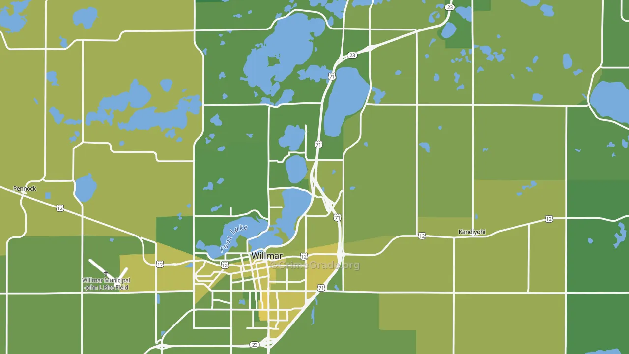 Kandiyohi County, MN Map of Vehicle Theft Rates
