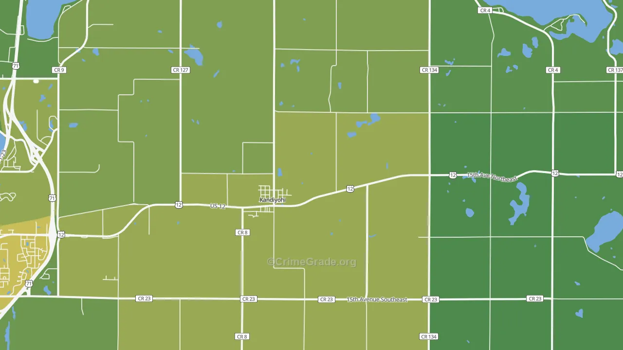 Kandiyohi, MN Map of Vehicle Theft Rates