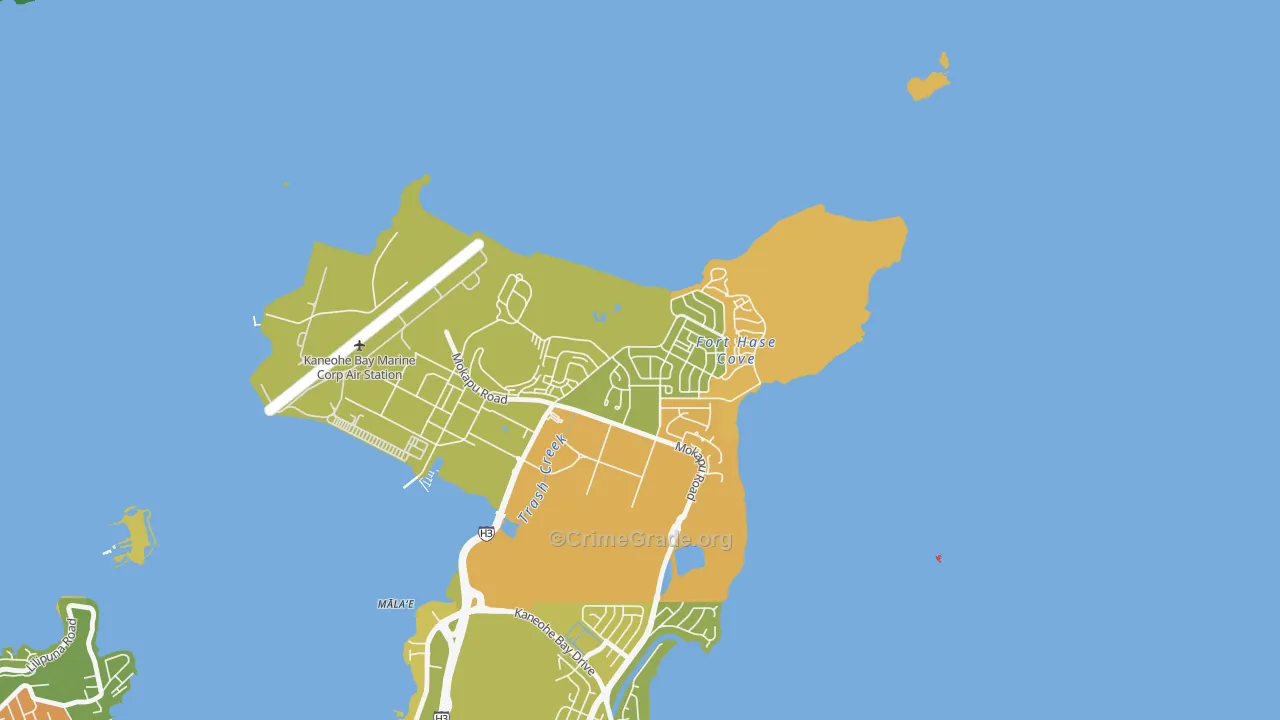 Kaneohe Station, HI Map of Vehicle Theft Rates