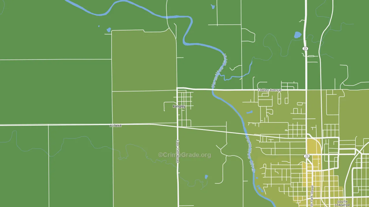 Kangley, IL Map of Vehicle Theft Rates