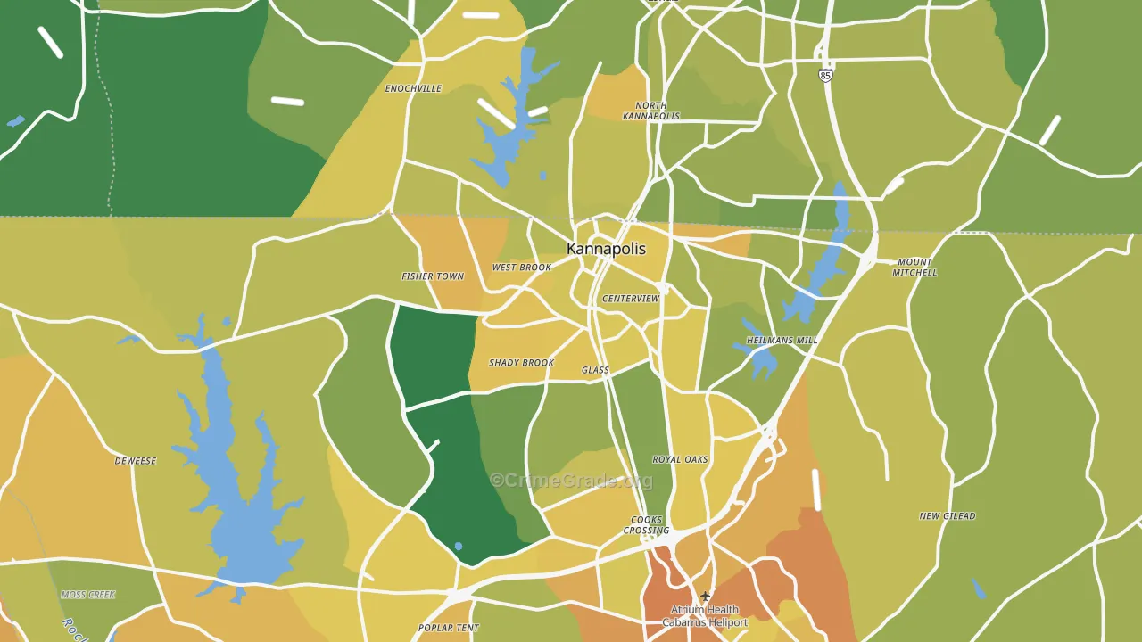 Kannapolis, NC Map of Vehicle Theft Rates