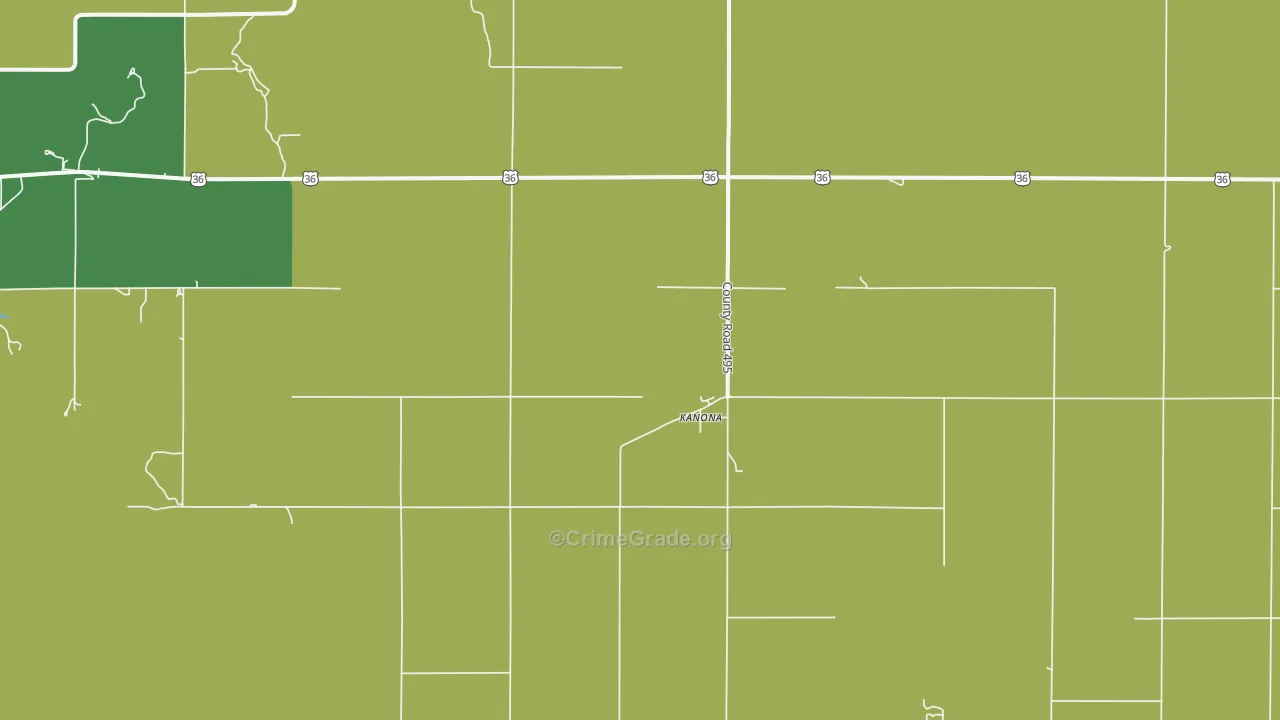 Kanona, KS Map of Vehicle Theft Rates
