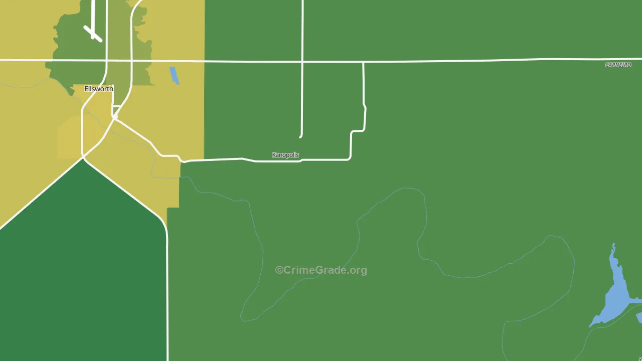 Kanopolis, KS Map of Vehicle Theft Rates