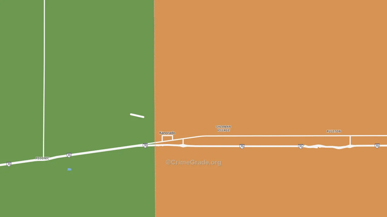 Kanorado, KS Map of Vehicle Theft Rates