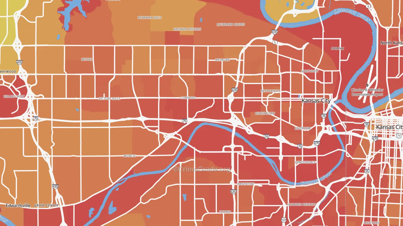 Kansas City, KS Map of Vehicle Theft Rates