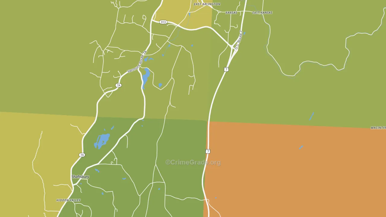 Kansas, VT Map of Vehicle Theft Rates