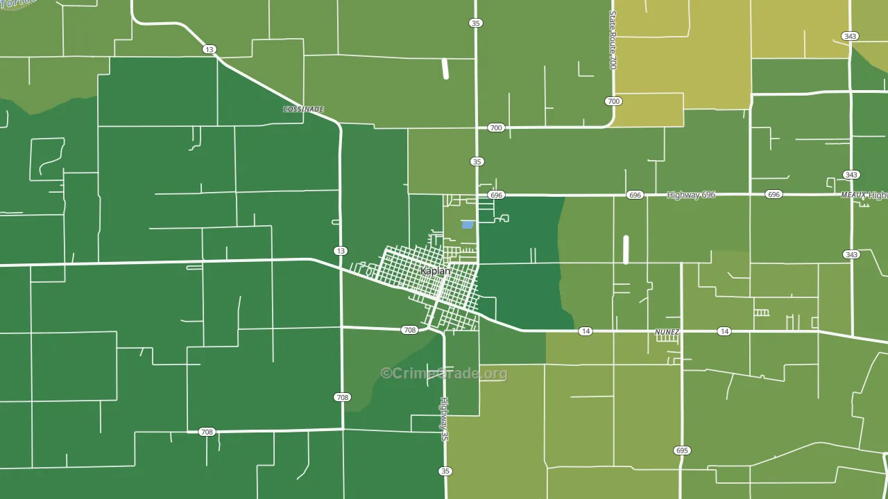 Kaplan, LA Map of Vehicle Theft Rates