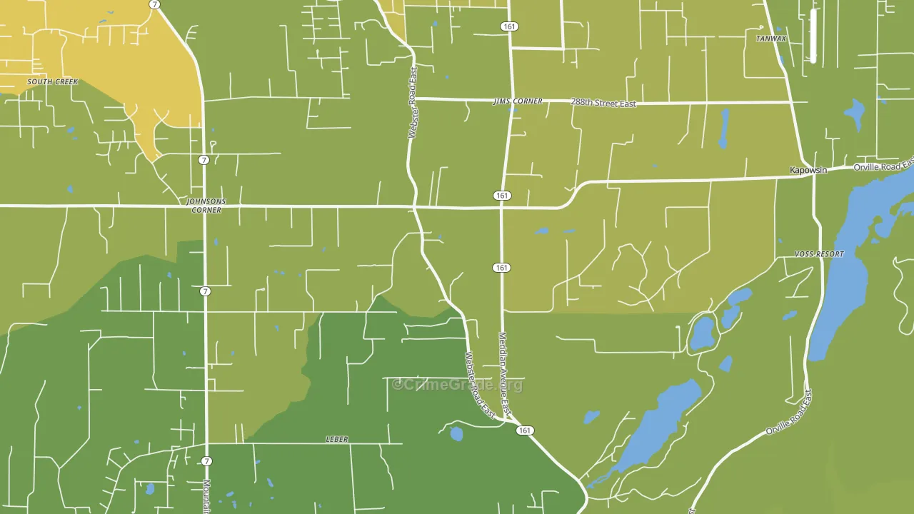 Kapowsin, WA Map of Vehicle Theft Rates